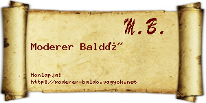 Moderer Baldó névjegykártya